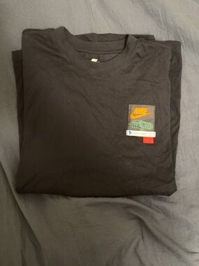 Nike Black Short-Sleeve Tee with Orange Logo Patch